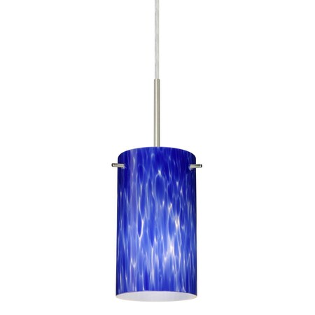 Besa Lighting Besa Stilo 7 Pendant Satin Nickel Blue Cloud 1x40W G9 1BC-440486-HAL-SN